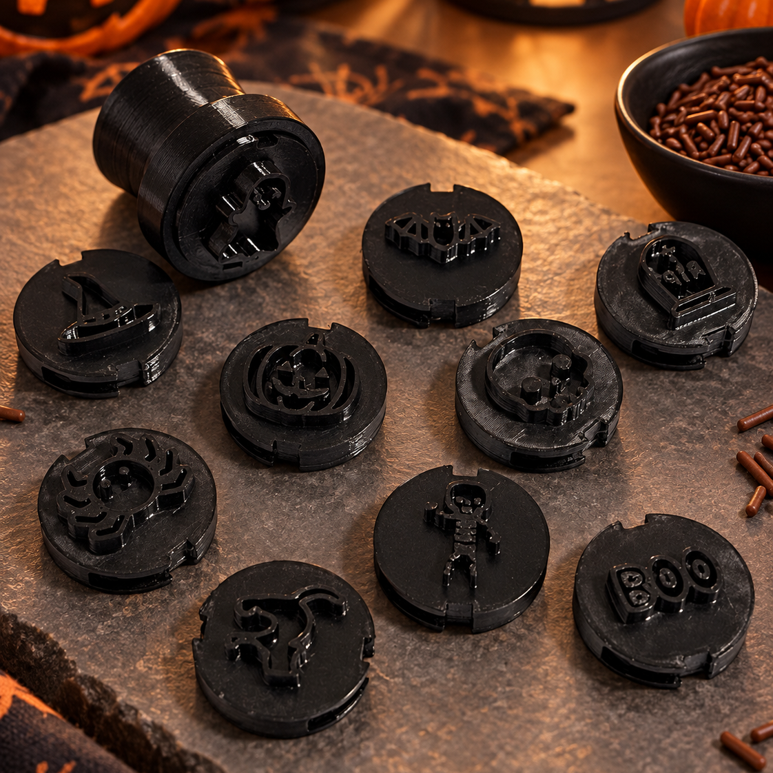 Kit 10 Carimbos Halloween Com Cabo